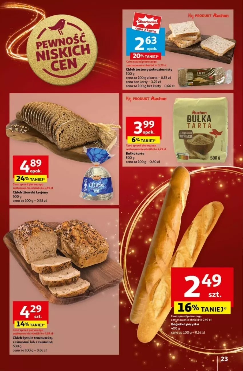 Gazetka promocyjna Auchan - ważna 19.12 do 24.12.2024 - strona 18 - produkty: Bagietka, Bułka, Bułka tarta, Chleb, Chleb tostowy, Tarta