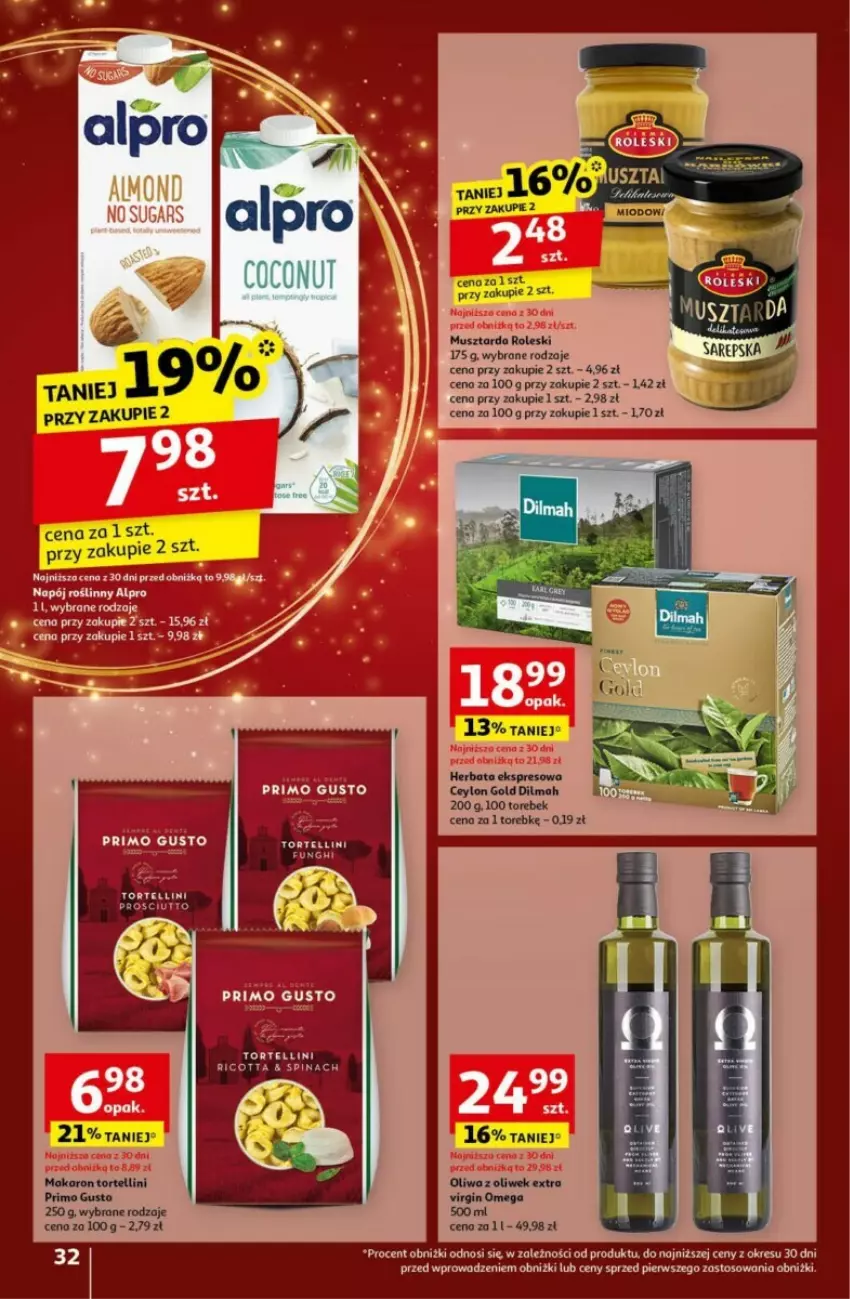 Gazetka promocyjna Auchan - ważna 19.12 do 24.12.2024 - strona 28 - produkty: Alpro, Dilmah, Herbata, Klej, Mus, Musztarda, Napój, Napój roślinny, Ricotta