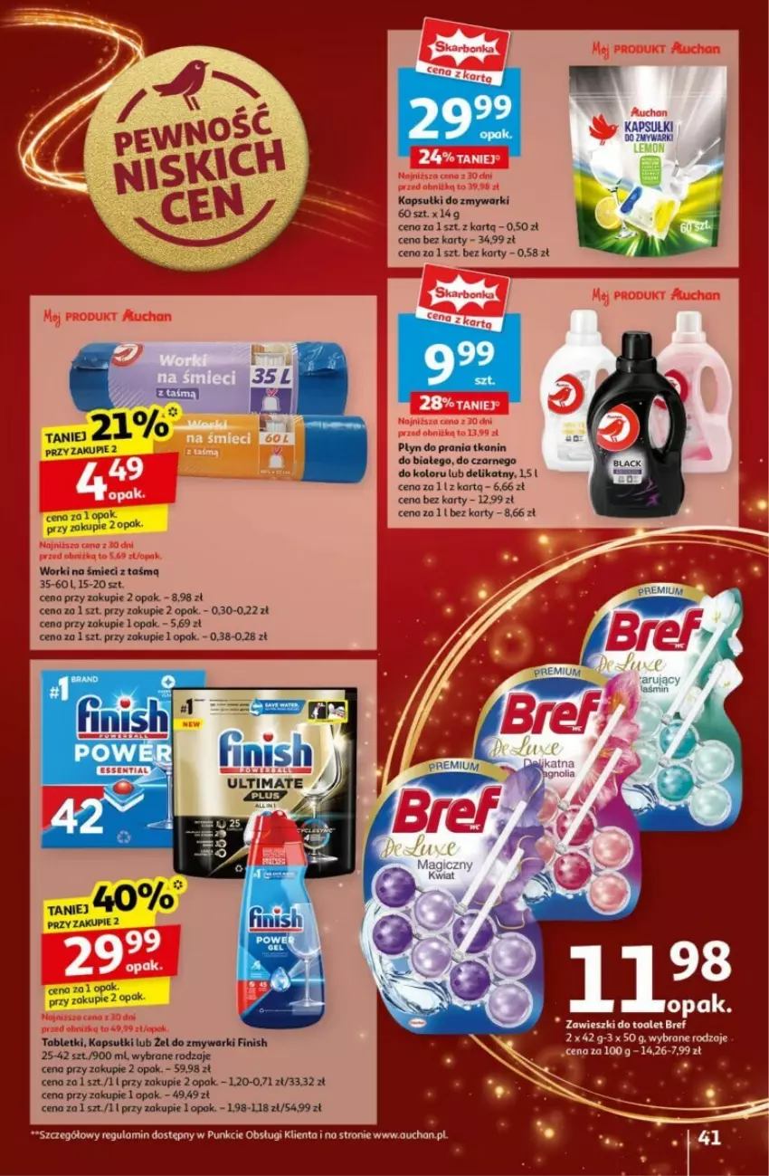 Gazetka promocyjna Auchan - ważna 19.12 do 24.12.2024 - strona 38 - produkty: Płyn do prania, Worki na śmiec, Worki na śmieci