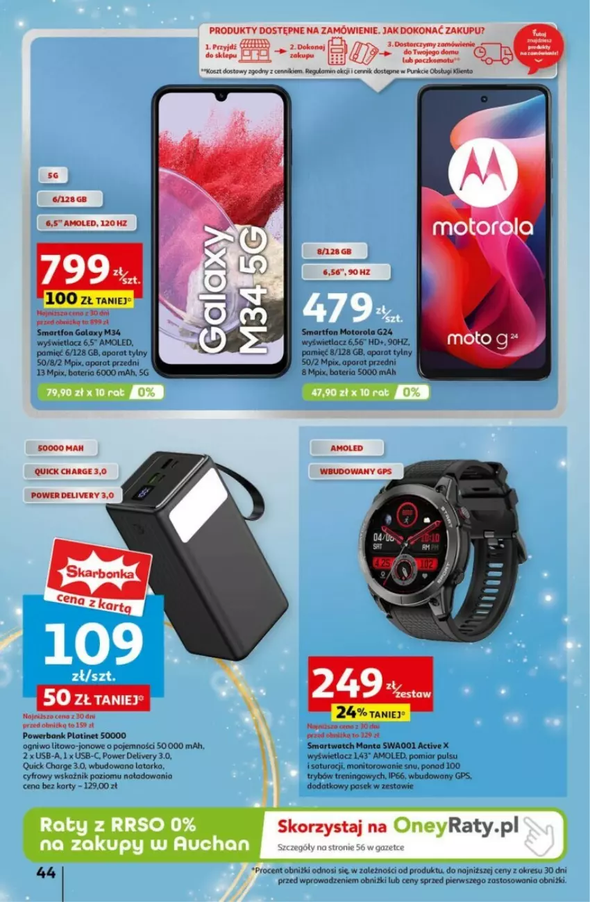 Gazetka promocyjna Auchan - ważna 19.12 do 24.12.2024 - strona 48 - produkty: Amol, Bateria, Gala, Kosz, Manta, Monitor, Motorola, Orka, Pasek, PLATINET, Por, Powerbank, Smartfon, Smartwatch