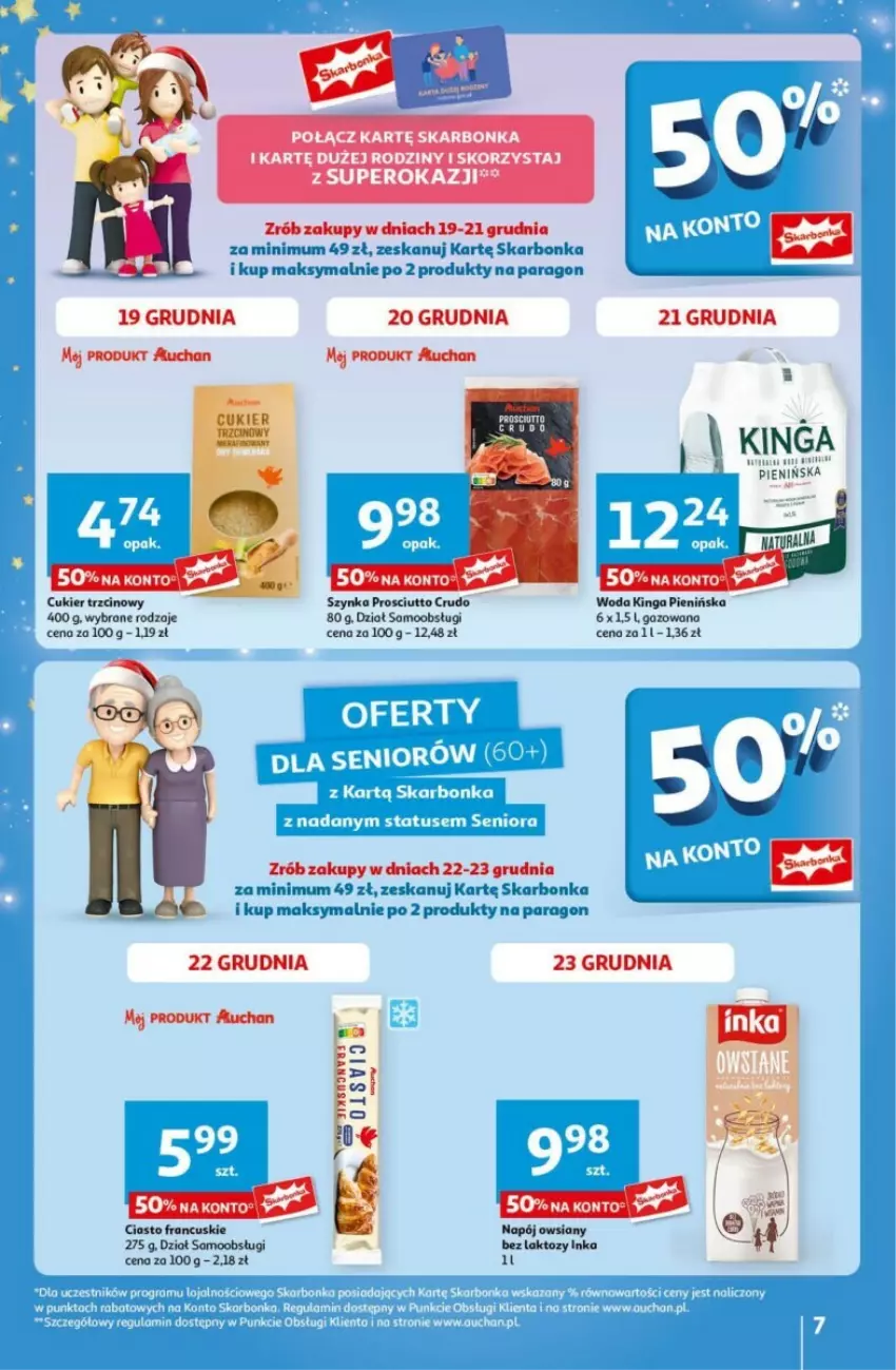 Gazetka promocyjna Auchan - ważna 19.12 do 24.12.2024 - strona 62 - produkty: Ciasto francuskie, Cukier, Cukier trzcinowy, Inka, Napój, Prosciutto, Szynka, Woda