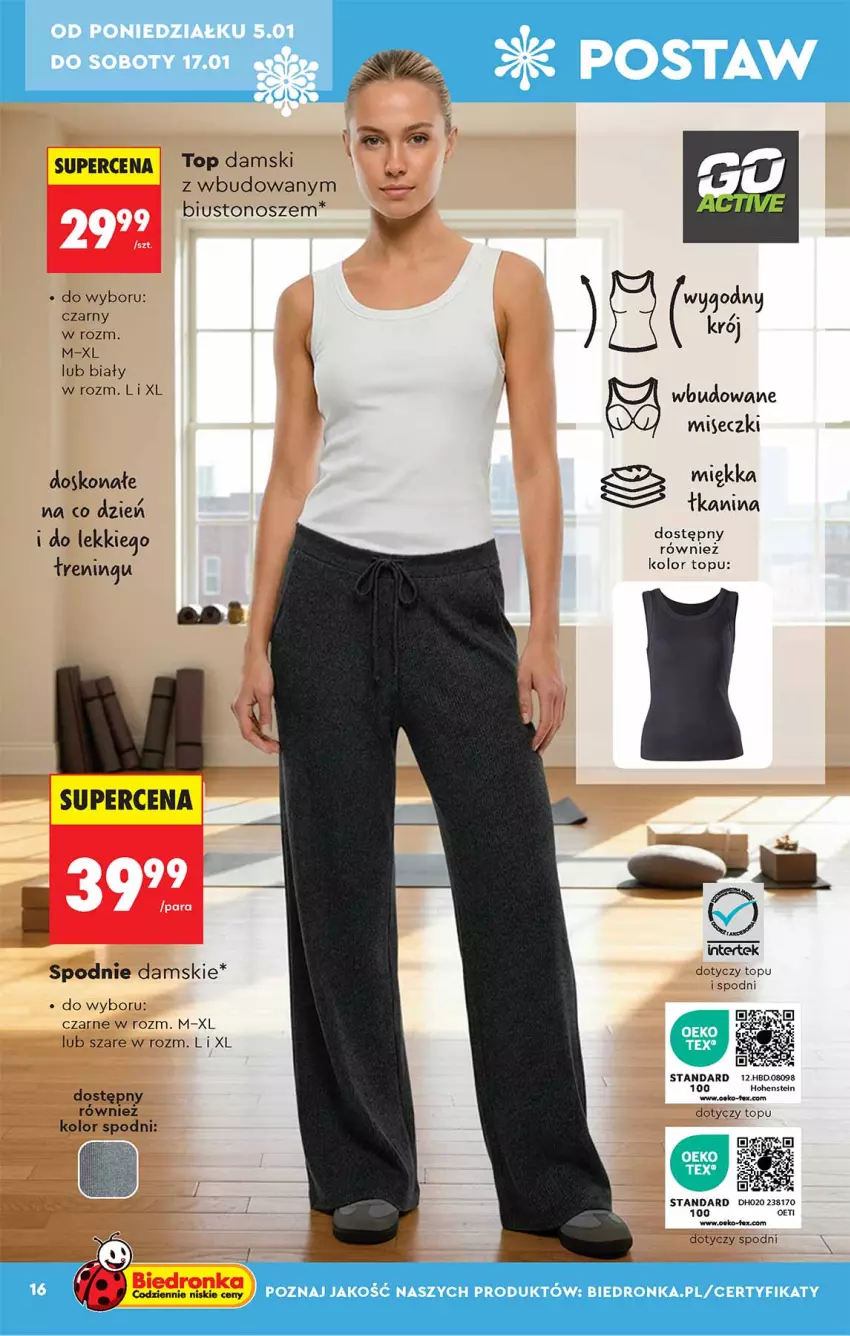 Gazetka promocyjna Biedronka - Okazje Tygodnia - ważna 05.01 do 17.01.2026 - strona 16 - produkty: Spodnie, Top