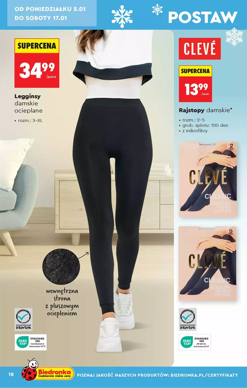Gazetka promocyjna Biedronka - Okazje Tygodnia - ważna 05.01 do 17.01.2026 - strona 18 - produkty: Gin, Legginsy, Rajstopy, Top