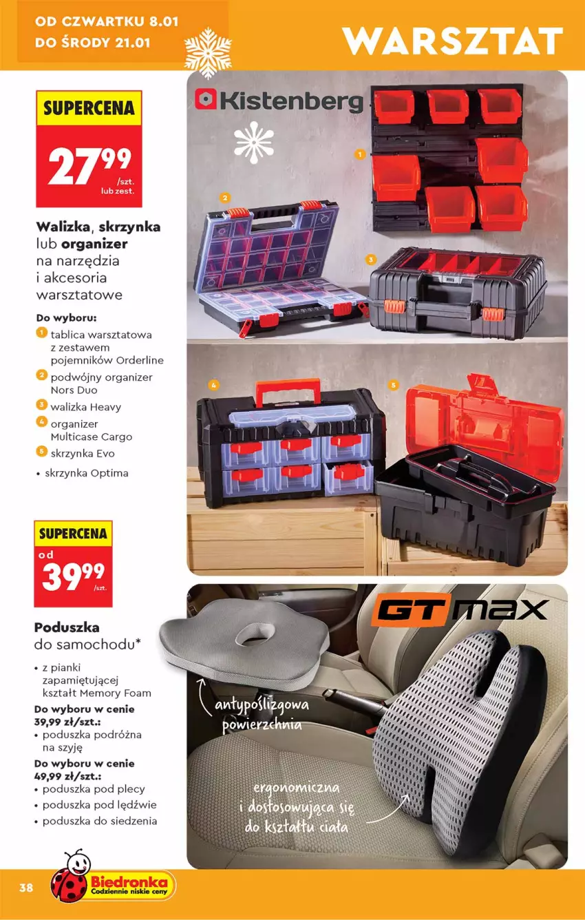 Gazetka promocyjna Biedronka - Okazje Tygodnia - ważna 05.01 do 17.01.2026 - strona 38 - produkty: Optima, Organizer, Poduszka, Pojemnik, Walizka