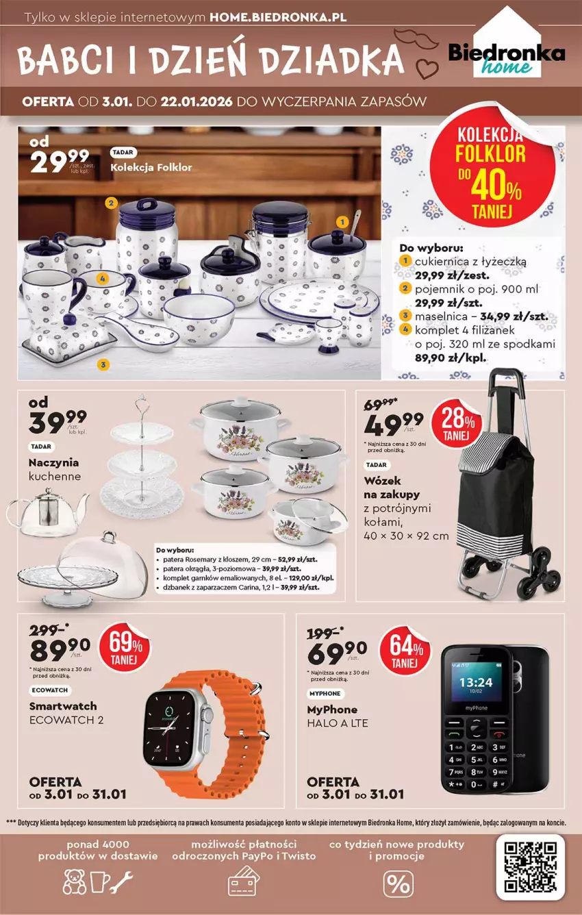 Gazetka promocyjna Biedronka - Okazje Tygodnia - ważna 05.01 do 17.01.2026 - strona 41 - produkty: Cukier, Dzbanek, Fa, Halo, MyPhone, Pojemnik, Smartwatch, Tera, Zaparzacz