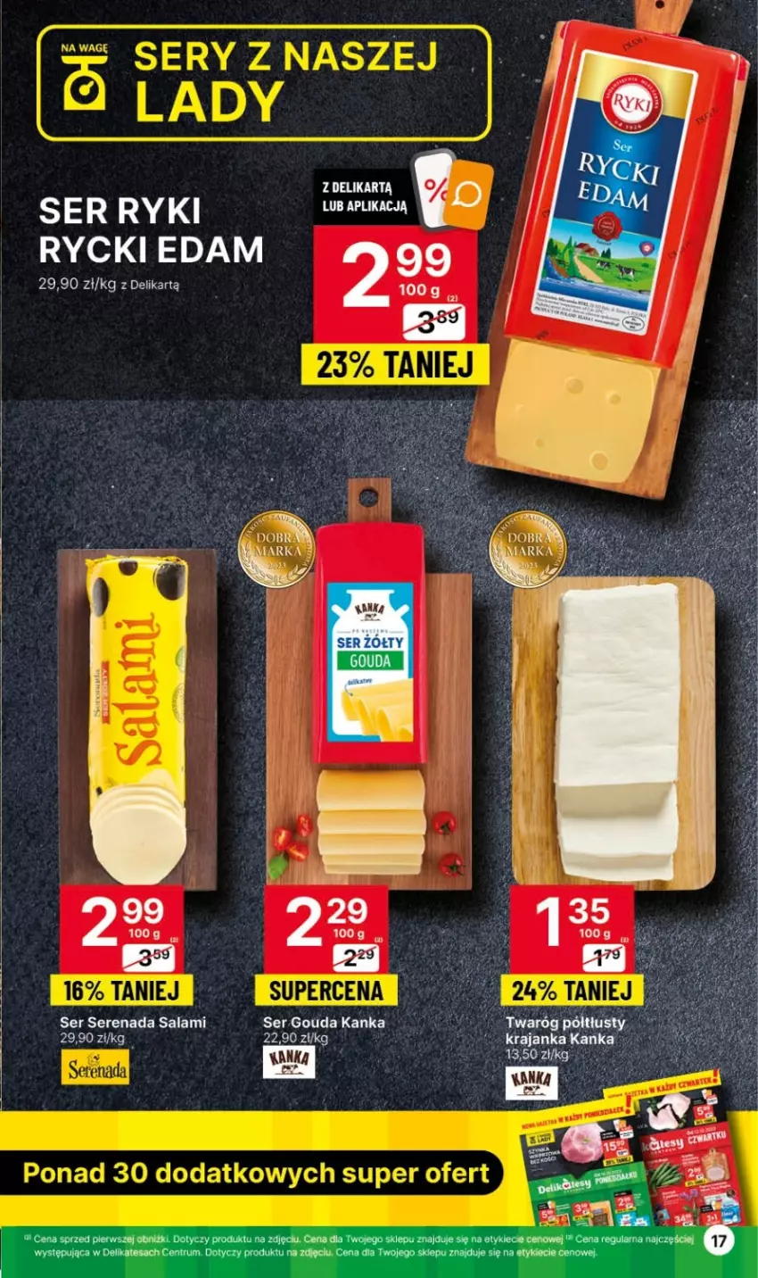 Gazetka promocyjna Delikatesy Centrum - Gazetka DC40 czw-sr - ważna 12.10 do 18.10.2023 - strona 17 - produkty: Edam, Gouda, Rum, Rycki Edam, Salami, Ser