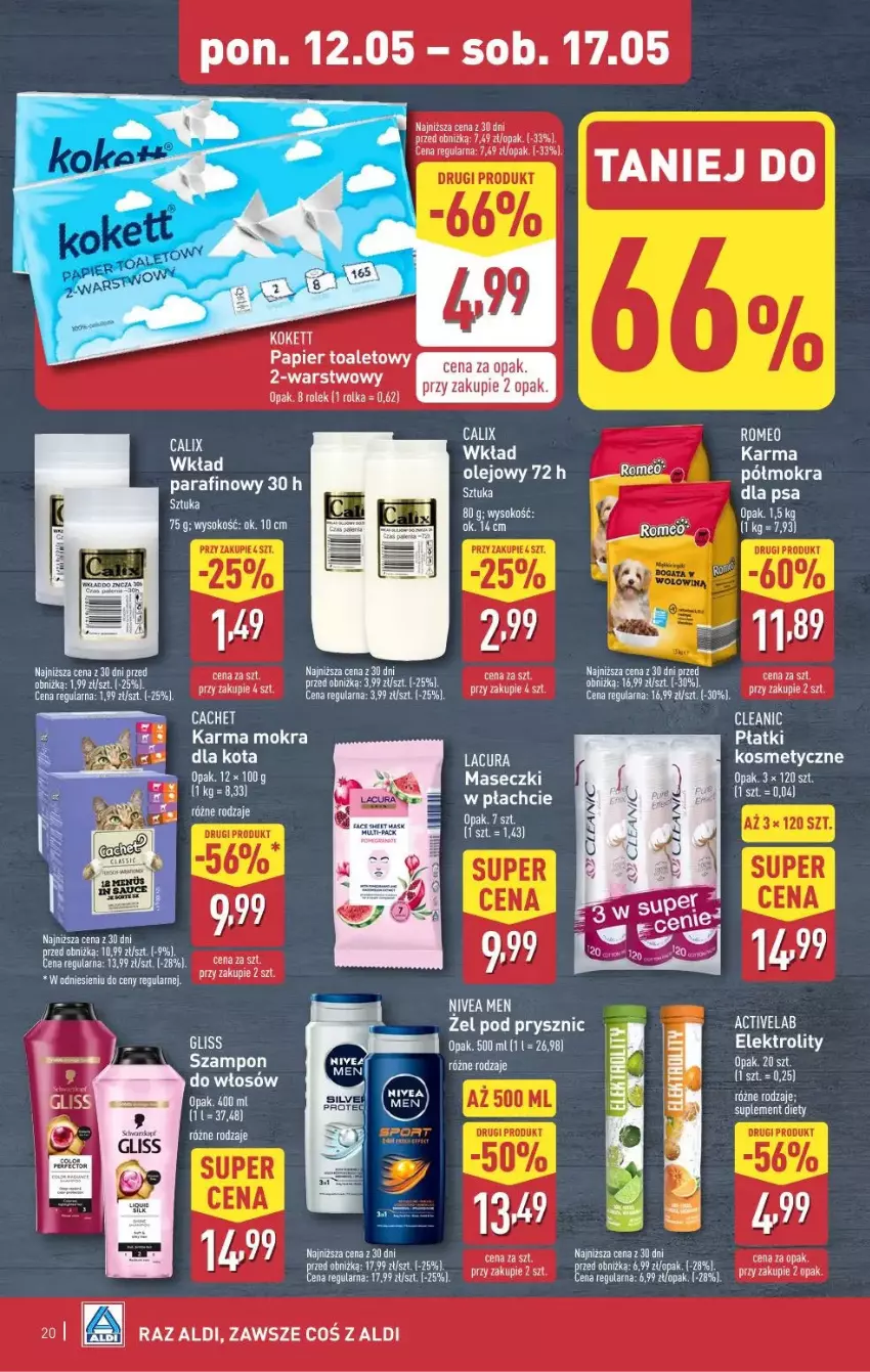 Gazetka promocyjna Aldi - ważna 12.05 do 17.05.2025 - strona 13 - produkty: Cleanic, Fa, Mus, Nivea, Nivea Men, Olej, Papier, Papier toaletowy, Sok, Suplement diety, Szampon, Wkład olejowy