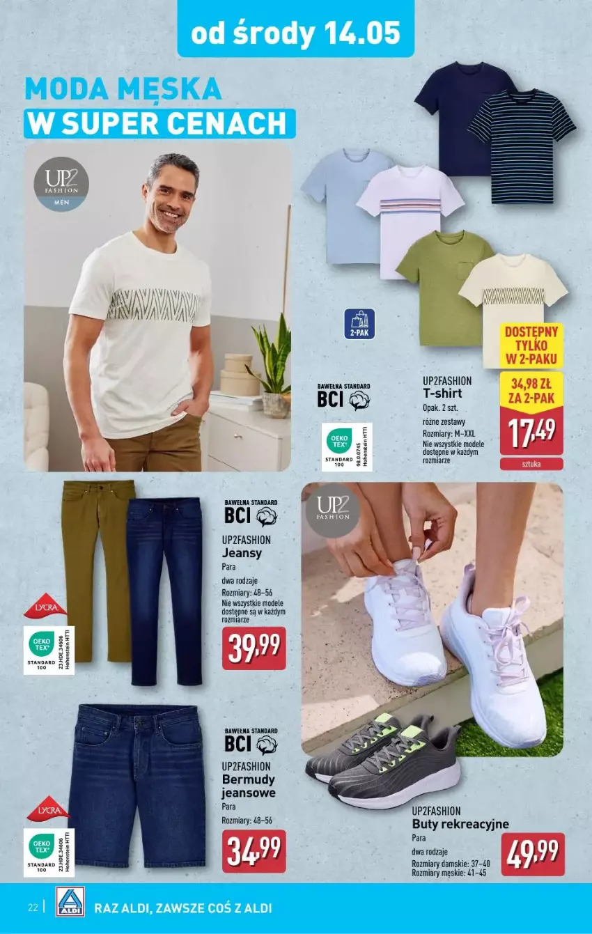 Gazetka promocyjna Aldi - ważna 12.05 do 17.05.2025 - strona 15 - produkty: Bermudy, Buty, Fa, Moda, Wełna