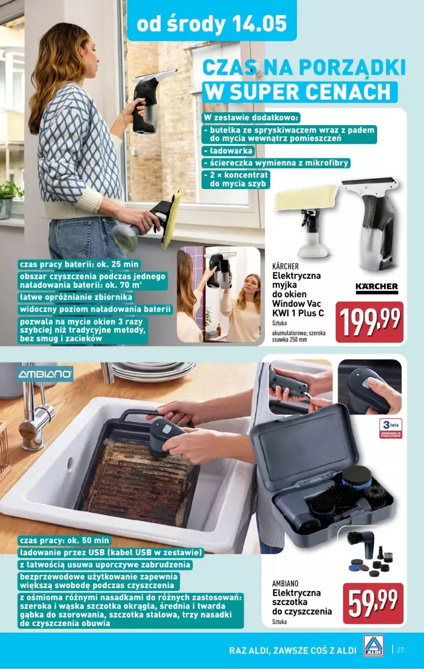 Gazetka promocyjna Aldi - ważna 12.05 do 17.05.2025 - strona 20 - produkty: Akumulator, Butelka ze spryskiwaczem, Kabel USB, Por, Szczotka