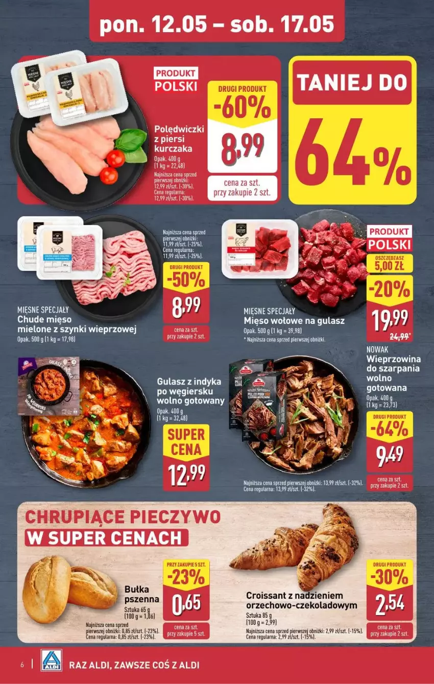 Gazetka promocyjna Aldi - ważna 12.05 do 17.05.2025 - strona 37 - produkty: Bułka, Croissant, Kurczak, Mięso, Mięso wołowe, NOWAK, Wieprzowina