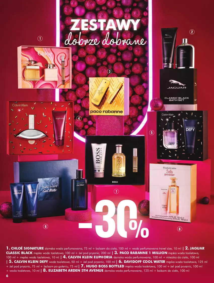 Gazetka promocyjna Super Pharm - ważna 05.11 do 01.12.2024 - strona 6 - produkty: Balsam do ciała, Balsam po goleniu, Calvin Klein, Chloé, Davidoff, Elizabeth Arden, Hugo Boss, Jaguar, Lack, Lion, Mleczko, Mleczko do ciała, Paco Rabanne, Perfum, Woda, Woda perfumowana, Woda toaletowa