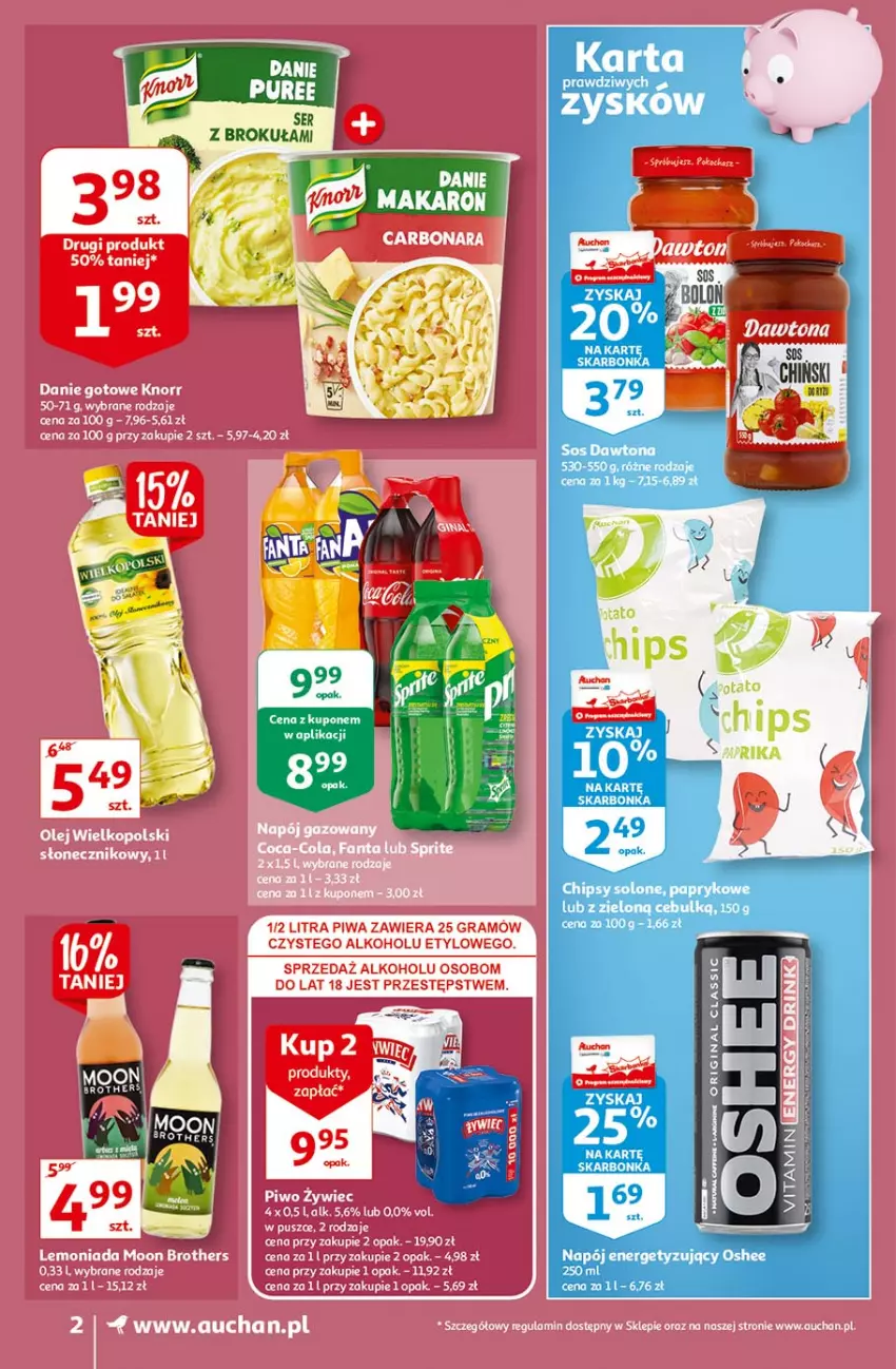 Gazetka promocyjna Auchan - Ceny w dół Supermarkety - ważna 17.06 do 23.06.2021 - strona 2 - produkty: Chipsy, Napój, Oshee, Por