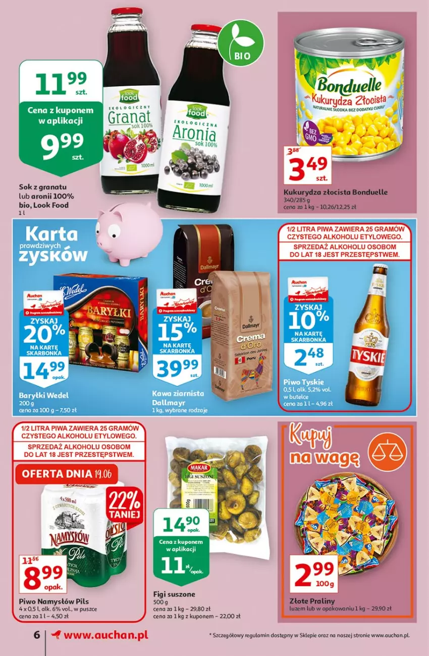 Gazetka promocyjna Auchan - Ceny w dół Supermarkety - ważna 17.06 do 23.06.2021 - strona 6 - produkty: Bonduelle, Figi, Gra, Granat, Kukurydza, Namysłów, Piwa, Piwo, Praliny, Sok