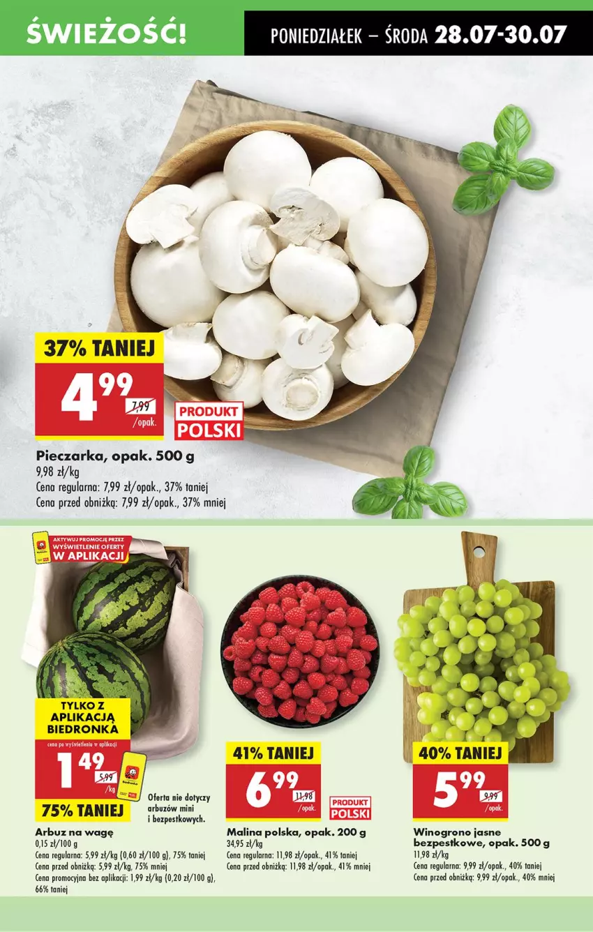 Gazetka promocyjna Biedronka - Od Poniedziałku - ważna 28.07 do 02.08.2025 - strona 21 - produkty: Arbuz, Fa, Piec, Pieczarka, Wino