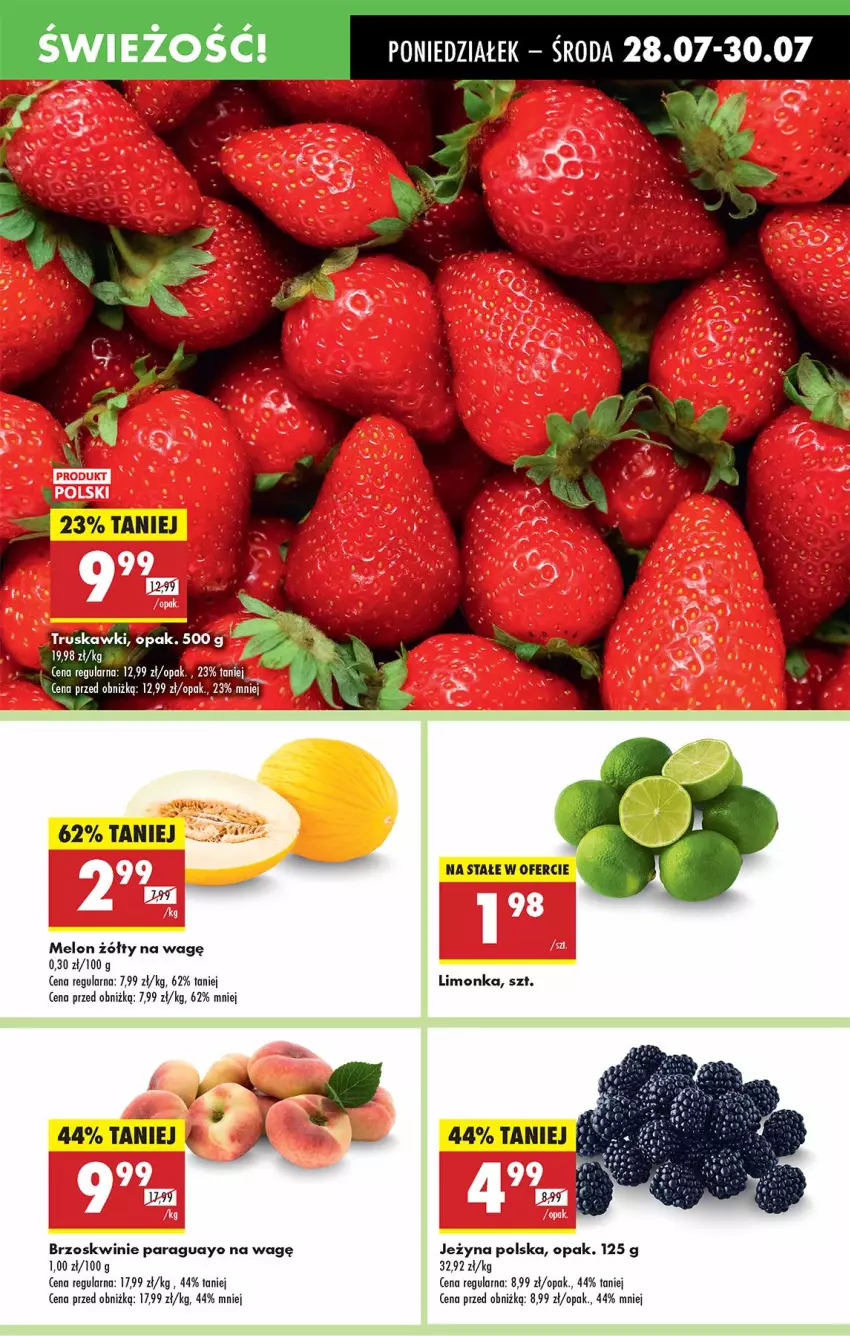 Gazetka promocyjna Biedronka - Od Poniedziałku - ważna 28.07 do 02.08.2025 - strona 23 - produkty: Brzoskwinie, Limonka, Melon, Truskawki