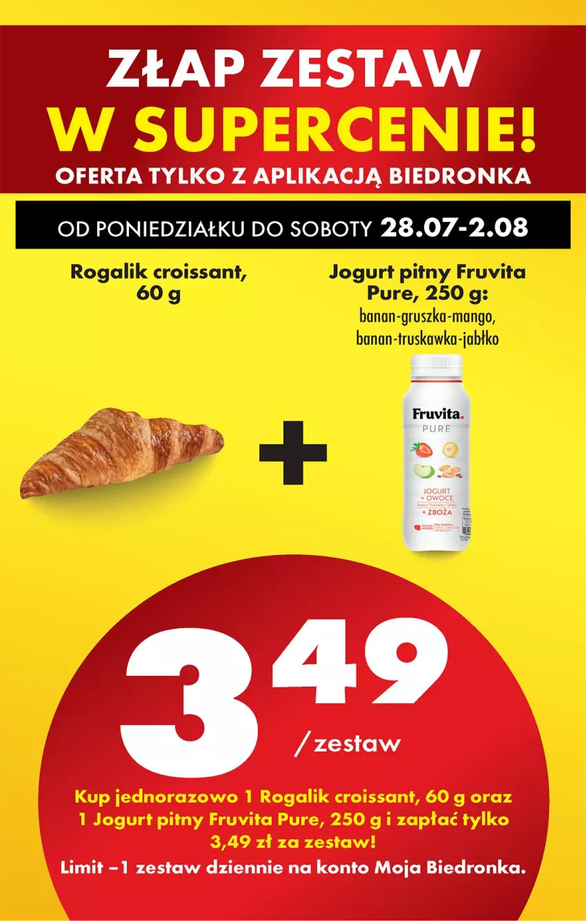 Gazetka promocyjna Biedronka - Od Poniedziałku - ważna 28.07 do 02.08.2025 - strona 3 - produkty: Croissant, Jogurt, Jogurt pitny, Mango, Pur, Rogal