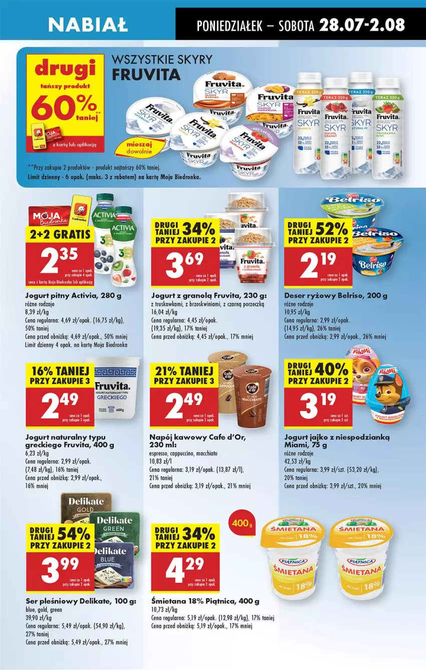 Gazetka promocyjna Biedronka - Od Poniedziałku - ważna 28.07 do 02.08.2025 - strona 41 - produkty: Activia, BIC, Cappuccino, Chia, Fa, Gra, Jogurt, Jogurt naturalny, Jogurt pitny, Napój, Piątnica, Por, Ser, Ser pleśniowy, Taca
