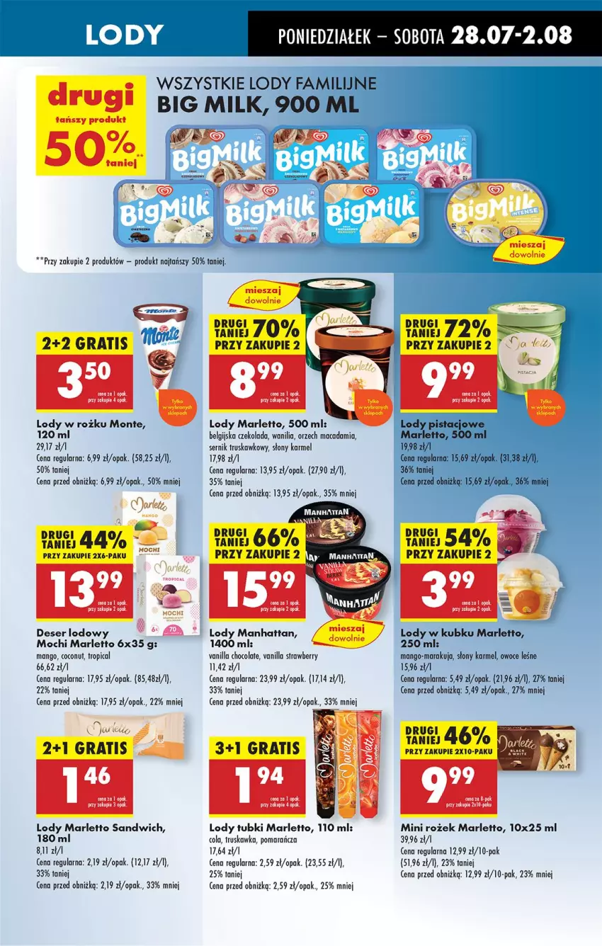 Gazetka promocyjna Biedronka - Od Poniedziałku - ważna 28.07 do 02.08.2025 - strona 49 - produkty: Big Milk, Czekolada, Deser, Fa, LG, Lody, Mango, Monte, Owoce, Ser, Tropical