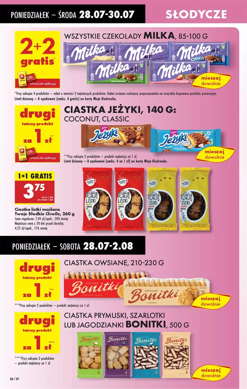 Gazetka promocyjna Biedronka - Od Poniedziałku - ważna 28.07 do 02.08.2025 - strona 52 - produkty: Bonitki, Ciastka, Ciastka owsiane, Gra, Jeżyki, Milka, Mus, Por