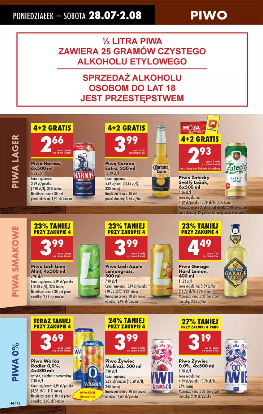 Gazetka promocyjna Biedronka - Od Poniedziałku - ważna 28.07 do 02.08.2025 - strona 62 - produkty: Corona Extra, Gra, Grejpfrut, Harnaś, Piwa, Piwo, Radler, Tera, Warka