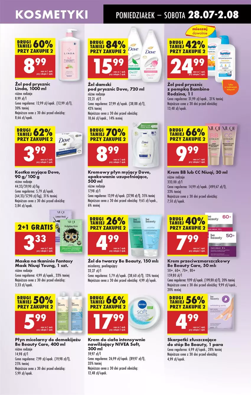 Gazetka promocyjna Biedronka - Od Poniedziałku - ważna 28.07 do 02.08.2025 - strona 67 - produkty: Be Be, BIC, Dove, Fa, Fanta, Gra, Karp, Kostka myjąca, Krem bb, Krem do ciała, Krem przeciwzmarszczkowy, Makijaż, Mars, Maska, Niuqi, Nivea, Peeling, Płyn micelarny, Skarpetki