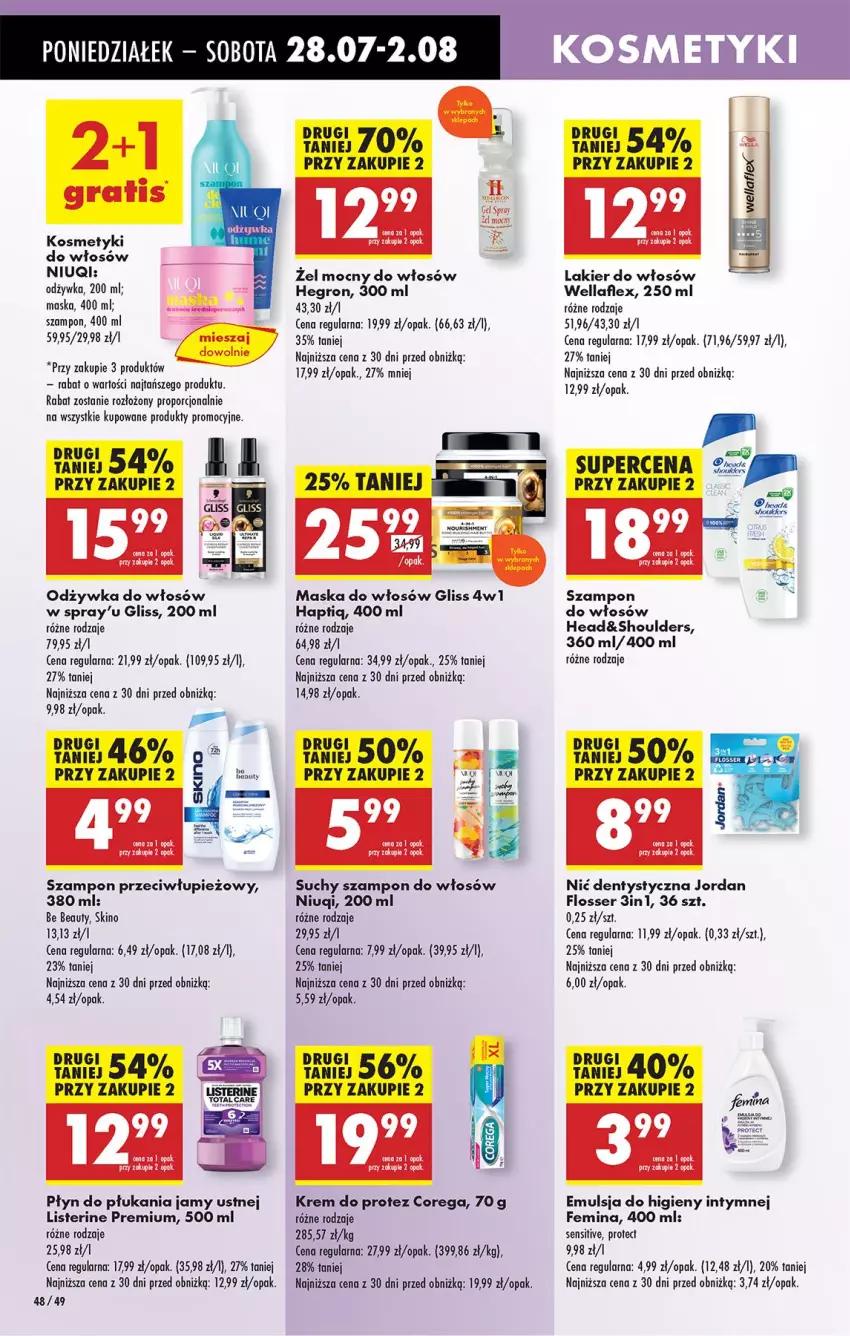 Gazetka promocyjna Biedronka - Od Poniedziałku - ważna 28.07 do 02.08.2025 - strona 68 - produkty: Be Be, Corega, Emulsja, Hegron, Lakier, Leon, Listerine, Maska, Maska do włosów, Nić dentystyczna, Niuqi, Odżywka, Odzywka do włosów, Płyn do płukania, Płyn do płukania jamy ustnej, Por, Ser, Suchy szampon, Szampon, Wella