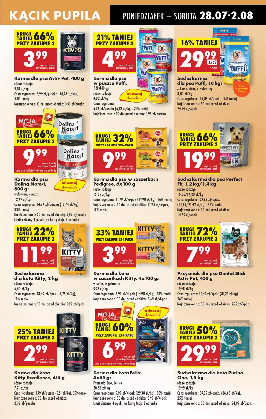 Gazetka promocyjna Biedronka - Od Poniedziałku - ważna 28.07 do 02.08.2025 - strona 75 - produkty: Fa, Fanta, Felix, Gala, Koc, Kurczak, Pedigree, Przysmak dla psa, Puf, Pur, Purina, Sos, Sucha karma, Wołowina