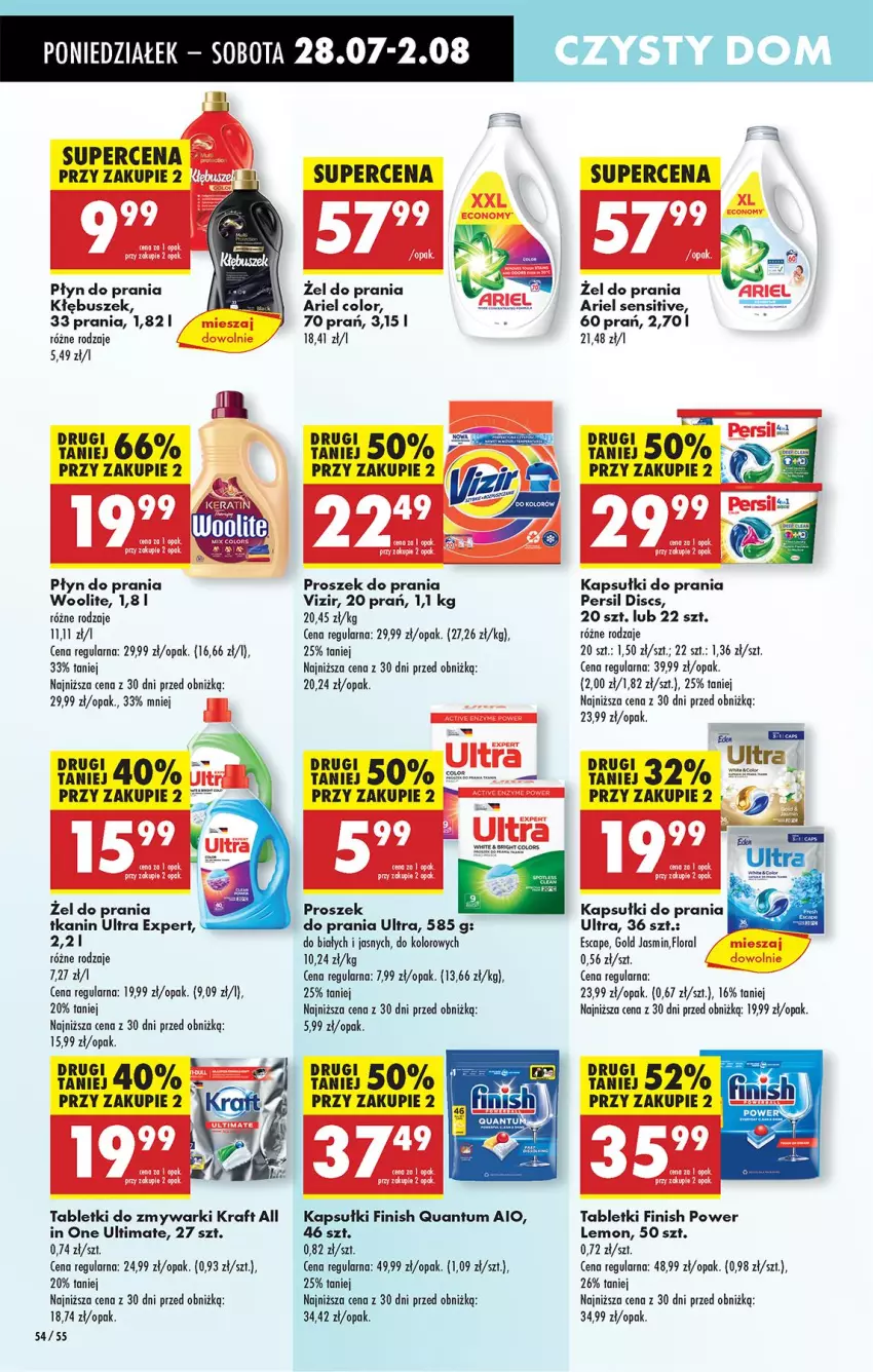 Gazetka promocyjna Biedronka - Od Poniedziałku - ważna 28.07 do 02.08.2025 - strona 76 - produkty: Ariel, Finish, Flora, Kapsułki do prania, Koc, Persil, Płyn do prania, Proszek do prania, Tablet, Tabletki do zmywarki, Vizir, Woolite, Zmywarki