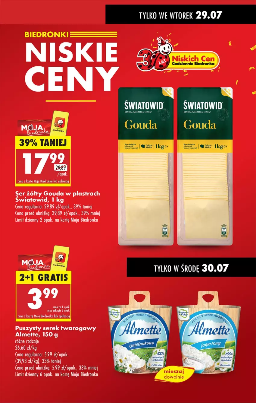 Gazetka promocyjna Biedronka - Od Poniedziałku - ważna 28.07 do 02.08.2025 - strona 9 - produkty: Almette, Gouda, Gra, LG, Ser, Serek, Serek twarogowy