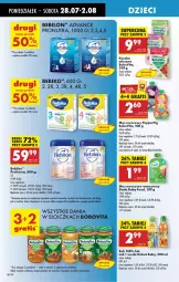 Gazetka promocyjna Biedronka - Od Poniedziałku - Gazetka - ważna od 02.08 do 02.08.2025 - strona 72 - produkty: Sok, Por, Pur, Mus, BoboVita, O nas, Dada, Bebiko, Dzieci, Kubuś, Woda, Karmi, Mleko, Fa, BEBILON