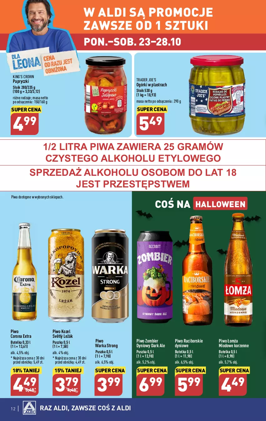 Gazetka promocyjna Aldi - Pełna oferta - ważna 23.10 do 28.10.2023 - strona 12 - produkty: Corona Extra, Gra, Kozel, Piwa, Piwo, Warka