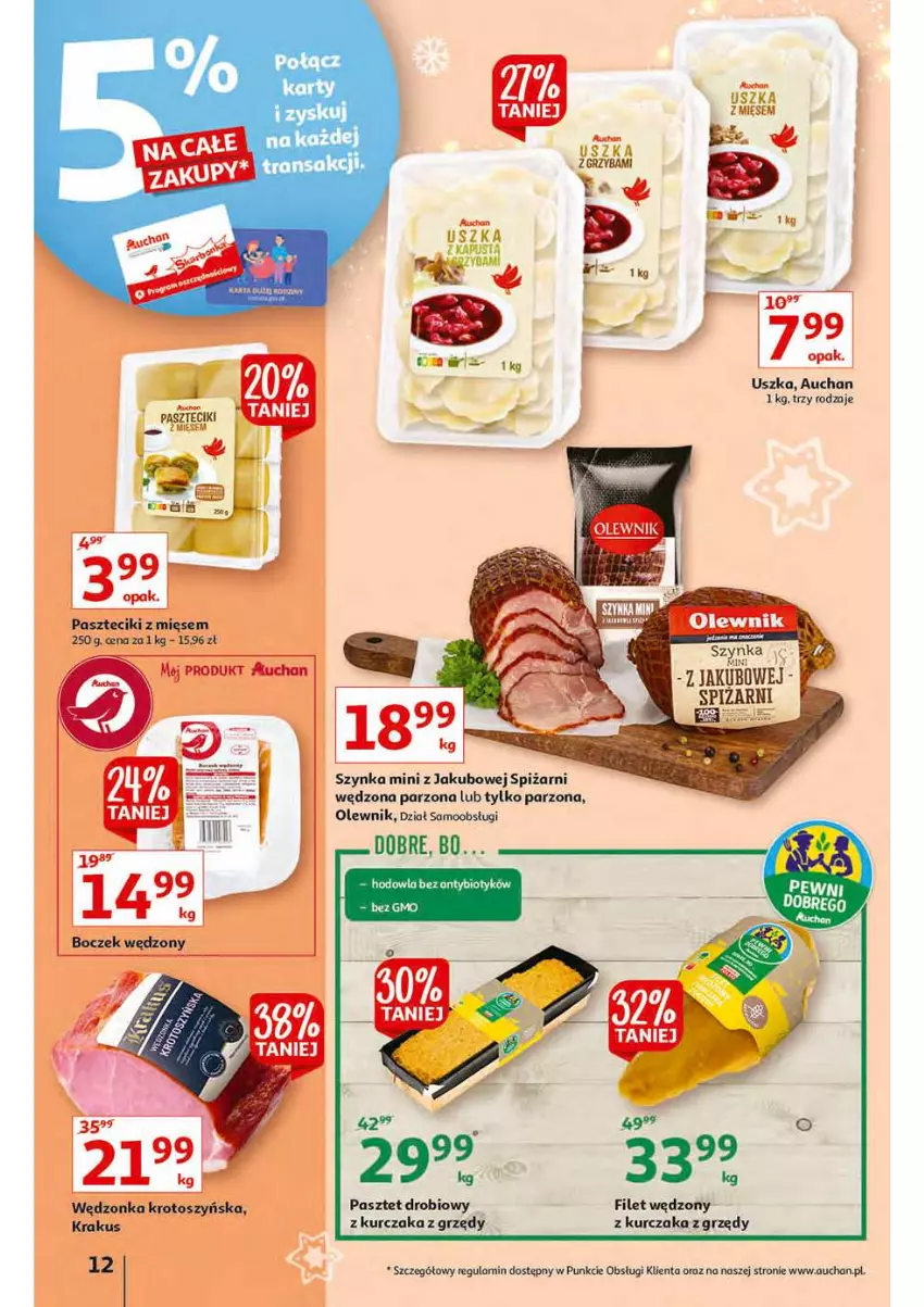 Gazetka promocyjna Auchan - Magia stołu wigilijnego Hipermarkety - ważna 16.12 do 24.12.2021 - strona 12 - produkty: Krakus, Kurczak, Olewnik, Pasztet, Szynka