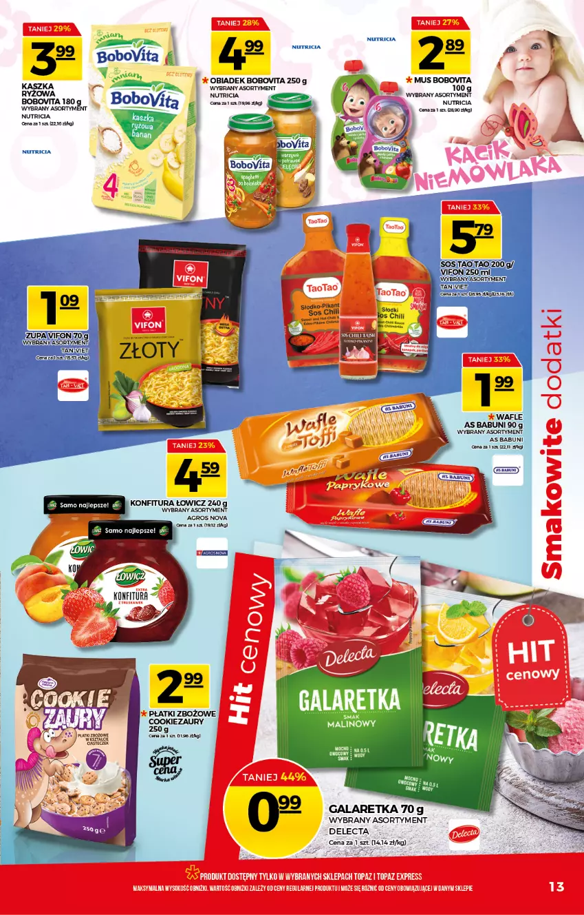 Gazetka promocyjna Topaz - Gazetka - ważna 03.06 do 09.06.2021 - strona 13 - produkty: Babuni, BoboVita, Delecta, Konfitura, Sos