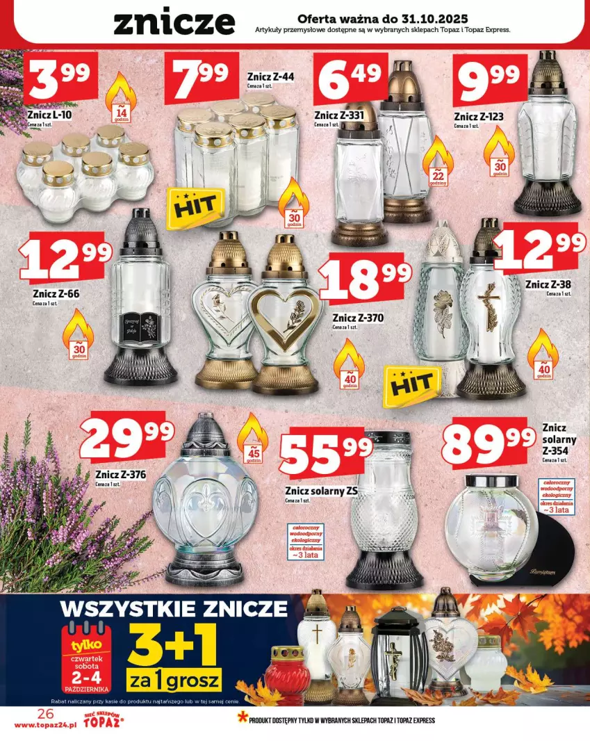 Gazetka promocyjna Topaz - Gazetka - ważna 02.10 do 08.10.2025 - strona 26 - produkty: Top, Znicz