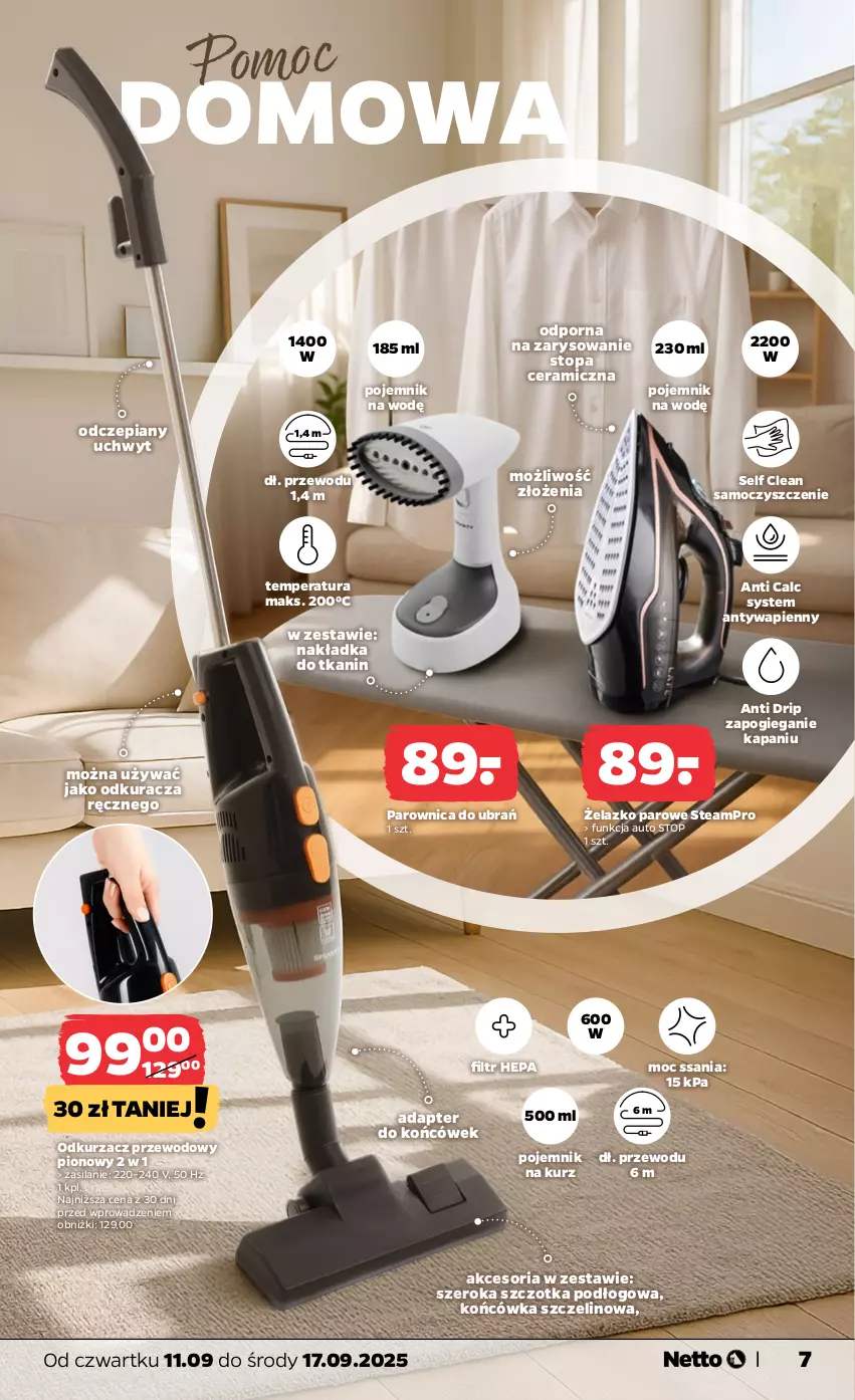 Gazetka promocyjna Netto - Od Czwartku Przemysłowa - ważna 11.09 do 17.09.2025 - strona 7 - produkty: Odkurzacz, Parownica, Pojemnik, Por, Silan, Szczotka, Top