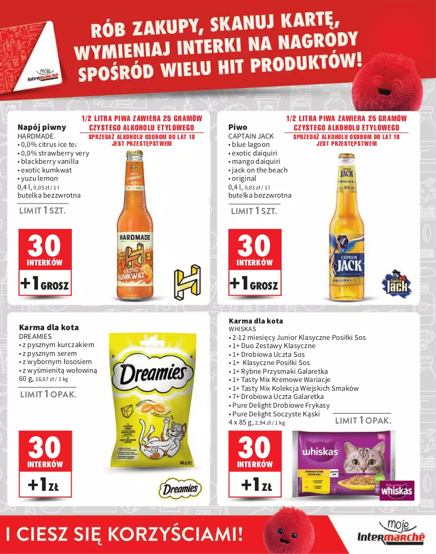 Gazetka promocyjna Intermarche - ważna 01.08 do 31.10.2024 - strona 15 - produkty: Captain Jack, Gala, Galaretka, Gin, Gra, Ice tea, Kumkwat, Kurczak, Lack, Mango, Napój, Piwa, Piwo, Przysmaki, Pur, Ser, Sos, Whiskas