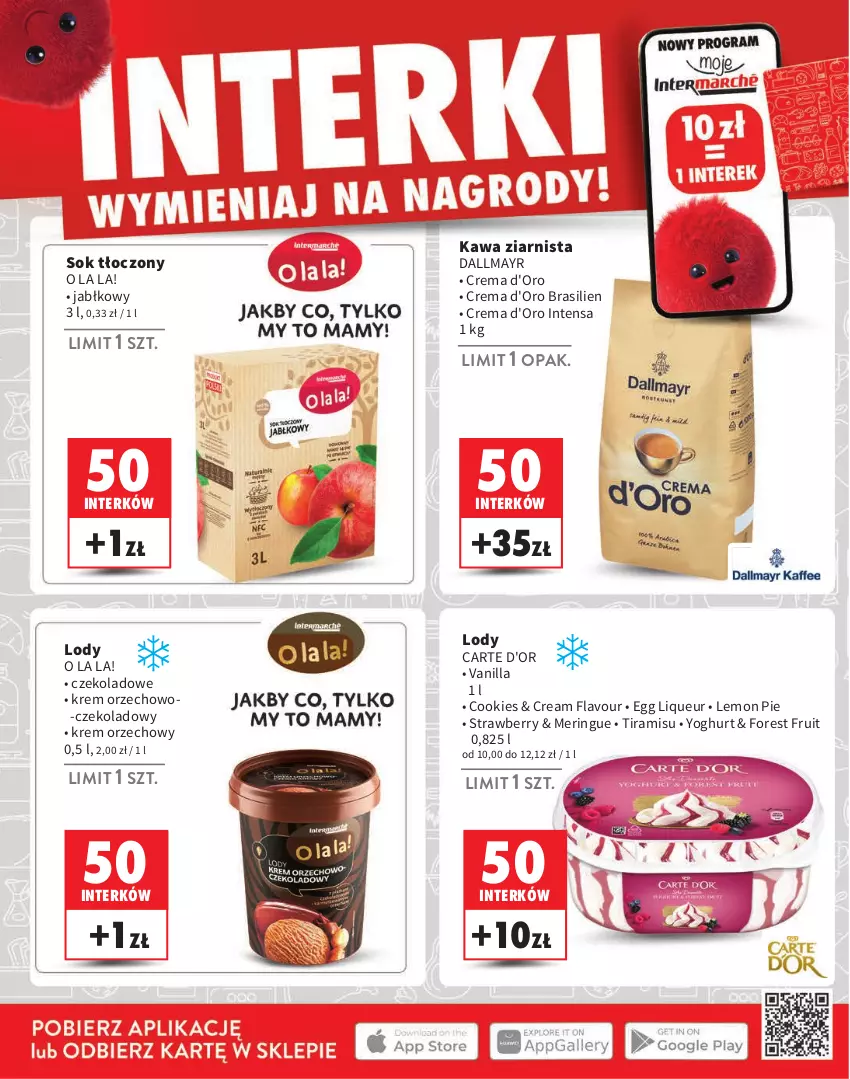 Gazetka promocyjna Intermarche - ważna 01.08 do 31.10.2024 - strona 18 - produkty: Carte d'Or, Dallmayr, Kawa, Kawa ziarnista, Krem orzechowy, Lody, Sok