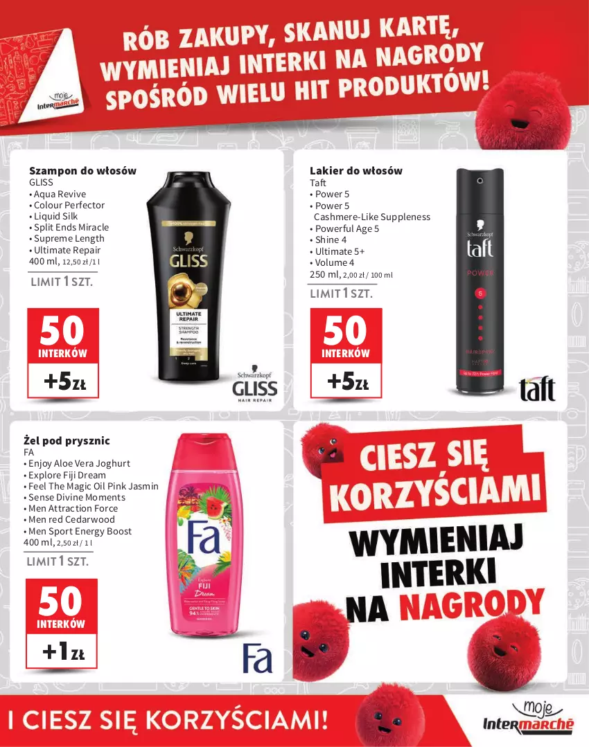 Gazetka promocyjna Intermarche - ważna 01.08 do 31.10.2024 - strona 23 - produkty: Aloe vera, Divine, Fa, Lakier, Lakier do włosów, Moments, Por, Sport, Szampon, Taft