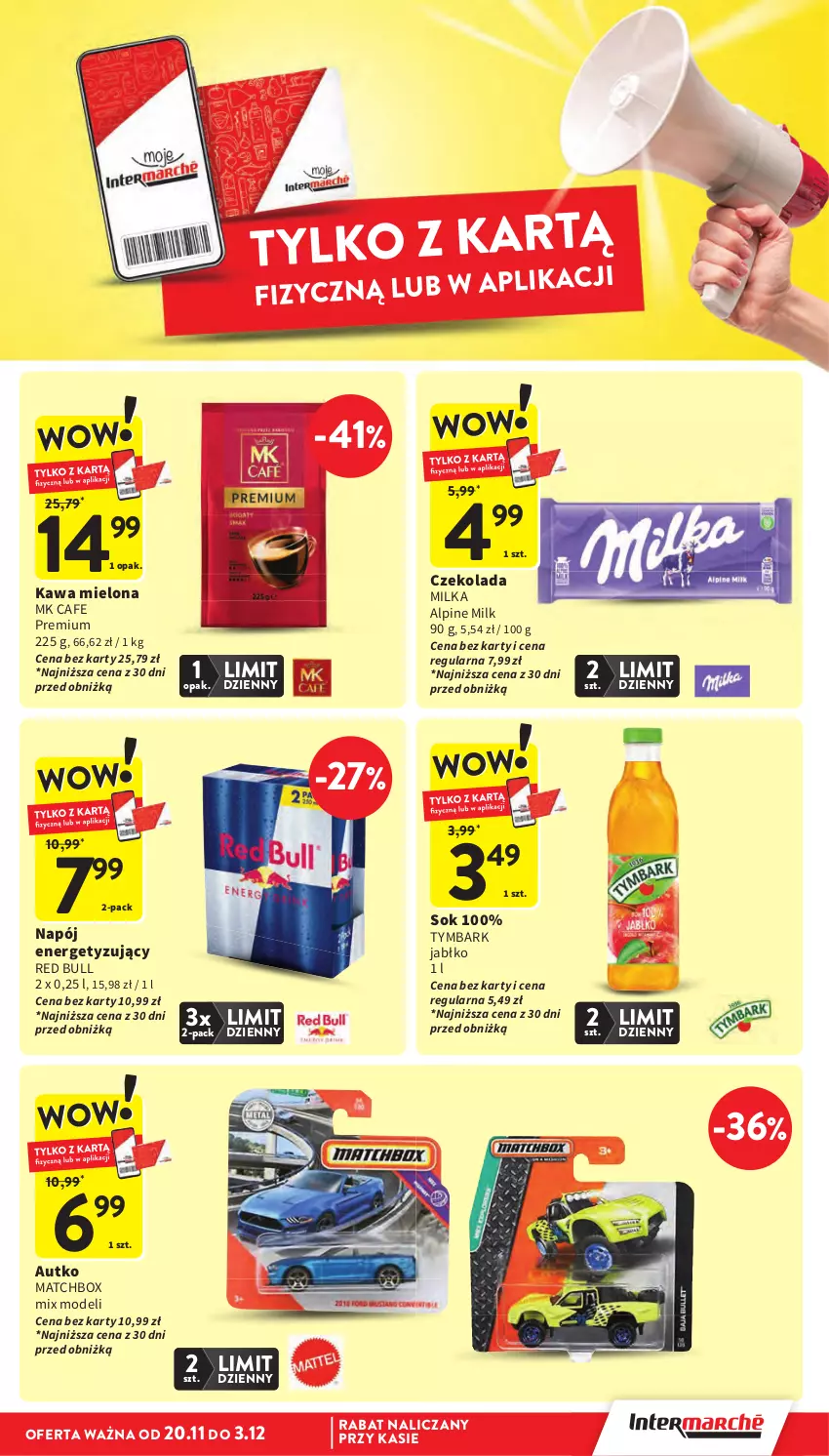 Gazetka promocyjna Intermarche - Gazetka promocyjna - ważna 27.11 do 03.12.2025 - strona 12 - produkty: Czekolada, Kawa, Kawa mielona, Milka, Napój, Red Bull, Sok, Tymbark