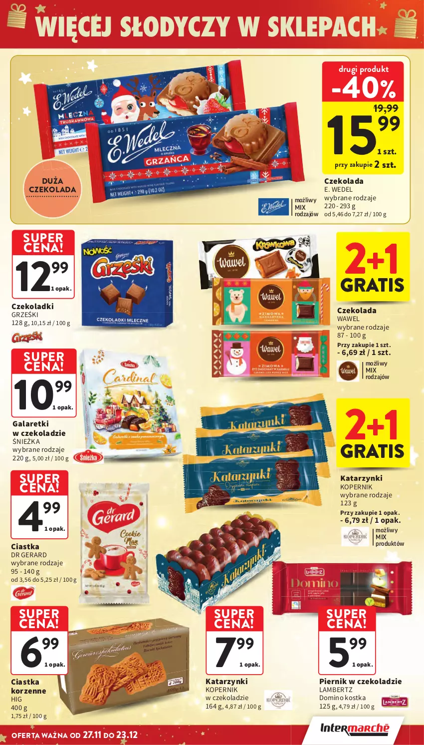 Gazetka promocyjna Intermarche - Gazetka promocyjna - ważna 27.11 do 03.12.2025 - strona 14 - produkty: Ciastka, Czekolada, Dr Gerard, E. Wedel, Gala, Galaretki, Gra, Grześki, Piernik, Wawel