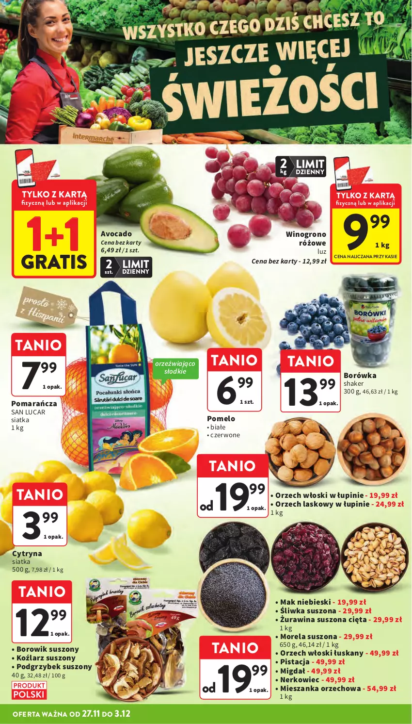 Gazetka promocyjna Intermarche - Gazetka promocyjna - ważna 27.11 do 03.12.2025 - strona 31 - produkty: Avocado, Borówka, Gra, Mieszanka orzechowa, Morela, Pomelo, Siatka, Wino