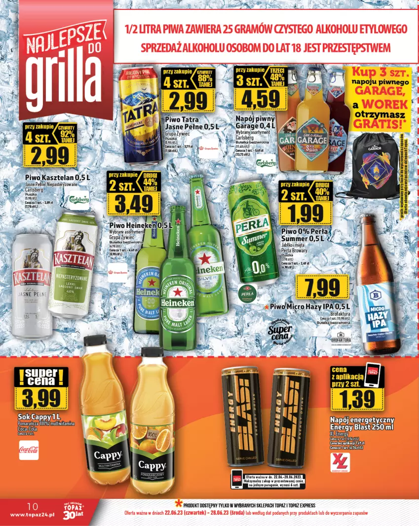 Gazetka promocyjna Topaz - Gazetka - ważna 22.06 do 28.06.2023 - strona 10 - produkty: Gra, Heineken, Piwo, Top