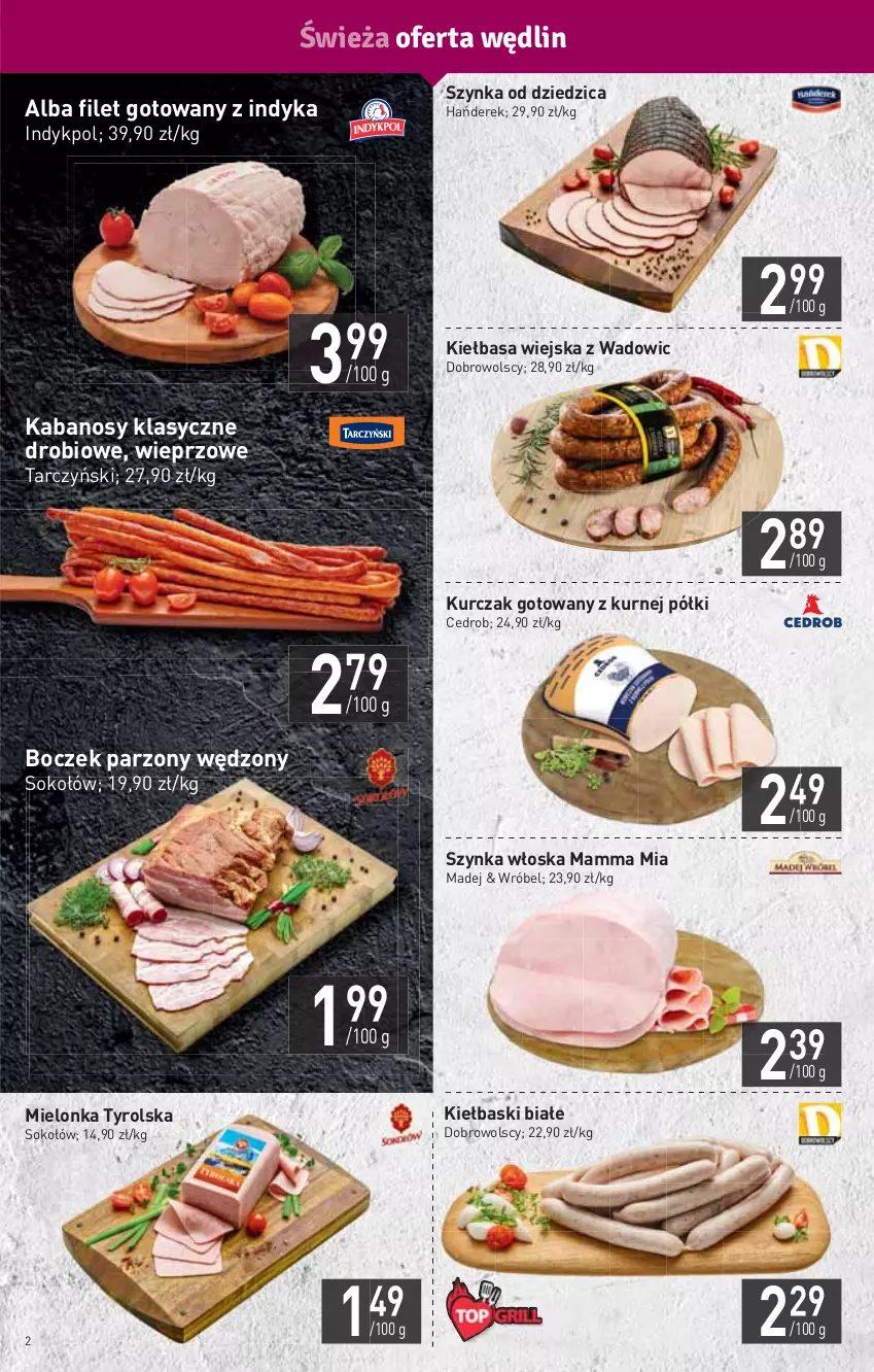 Gazetka promocyjna Stokrotka - Market - ważna 29.04 do 05.05.2021 - strona 2 - produkty: Boczek, HP, Kabanos, Kiełbasa, Kiełbasa wiejska, Kiełbaski białe, Kurczak, Kurczak gotowany, Mielonka tyrolska, Sok, Sokołów, Szynka, Tarczyński