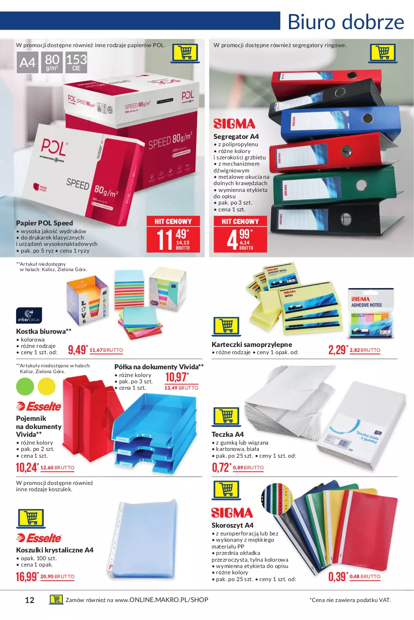 Gazetka promocyjna Makro - [Oferta promocyjna] Artykuły przemysłowe - ważna 29.06 do 12.07.2021 - strona 12 - produkty: Biuro, Dźwig, Karteczki samoprzylepne, Kosz, Mop, Papier, Pojemnik, Półka, Sok