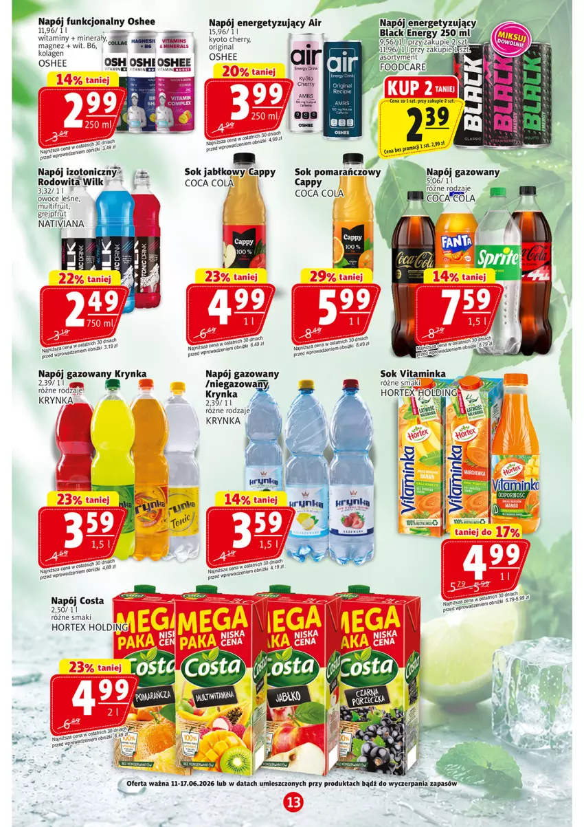 Gazetka promocyjna Prim Market - ważna 11.06 do 17.06.2026 - strona 13 - produkty: Cappy, Grejpfrut, Hortex, Inka, Napój, Napój gazowany, Napój izotoniczny, Oshee, Owoce, Sok, Sok jabłkowy, Sok pomarańczowy