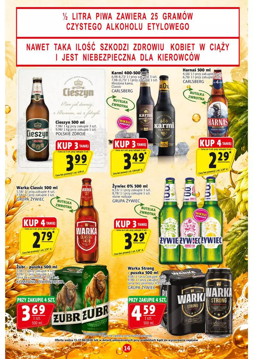 Gazetka promocyjna Prim Market - ważna 11.06 do 17.06.2026 - strona 14 - produkty: Carlsberg, Gry, Harnaś, Karmi, Kawa, Noż, Warka