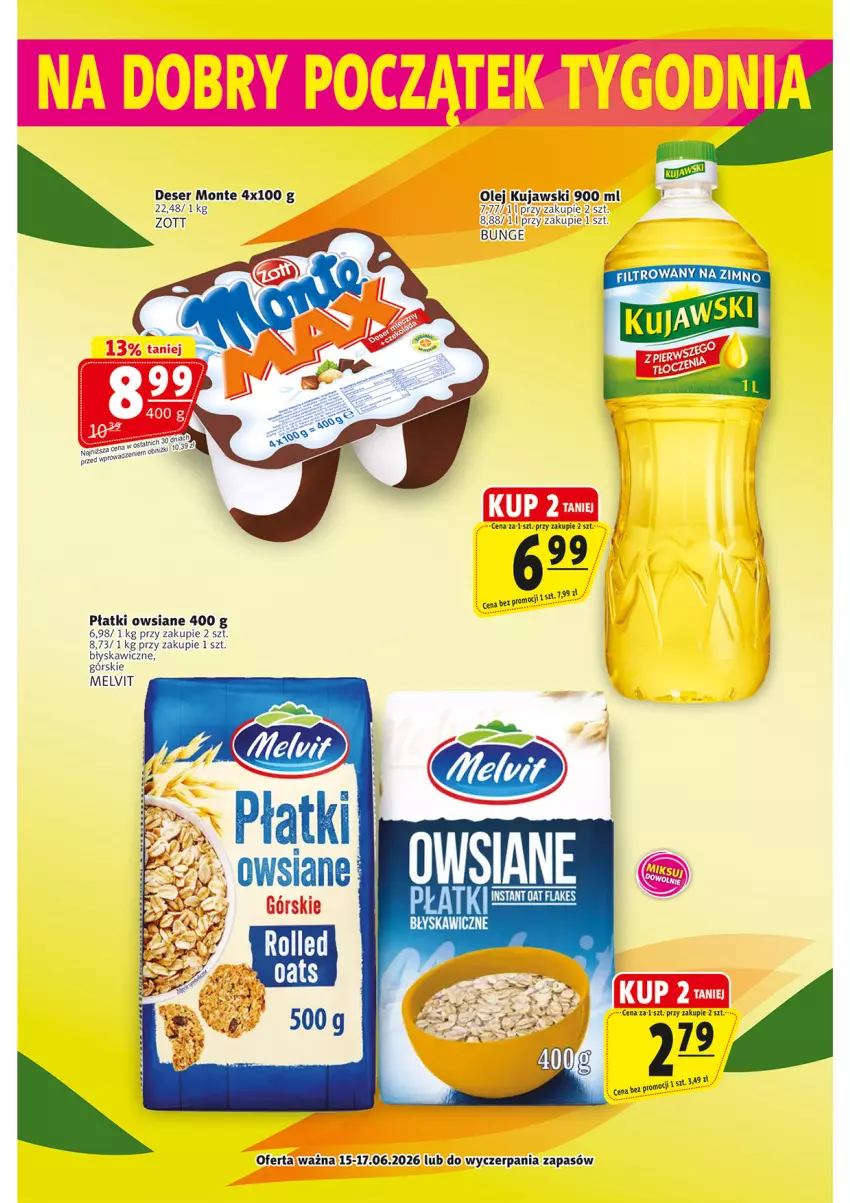 Gazetka promocyjna Prim Market - ważna 11.06 do 17.06.2026 - strona 23 - produkty: Deser, Kujawski, Melvit, Monte, Olej, Płatki owsiane, Ser, Zott