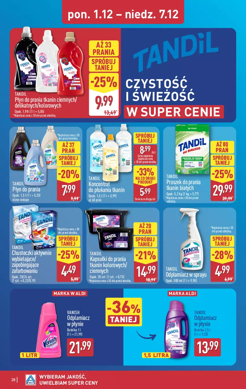 Gazetka promocyjna Aldi - Pełna oferta - ważna 01.12 do 07.12.2025 - strona 28 - produkty: Chusteczki, Fa, Kapsułki do prania, Odplamiacz, Płyn do prania, Proszek do prania, Vanish