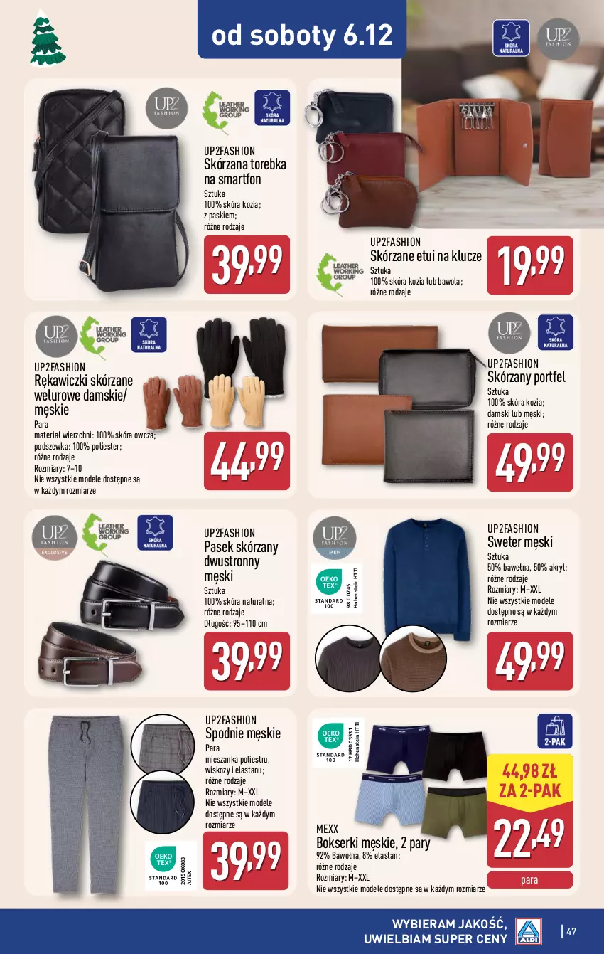 Gazetka promocyjna Aldi - Pełna oferta - ważna 01.12 do 07.12.2025 - strona 47 - produkty: Bokserki, Fa, Mexx, Pasek, Por, Ser, Smartfon, Spodnie, Sweter, Torebka, Wełna