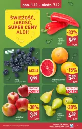 Gazetka promocyjna Aldi - Pełna oferta - Gazetka - ważna od 07.12 do 07.12.2025 - strona 5 - produkty: Papryka, Jeżyny, Gruszki, Szpic, Gala, Jabłka, Grejpfrut